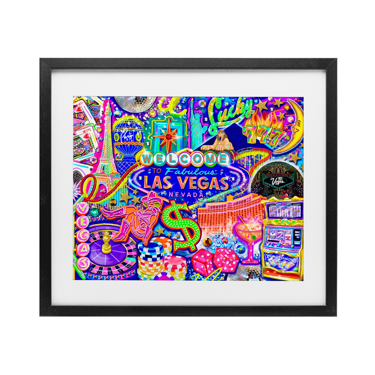 Stupell Industries Fabulous Las Vegas Fun Framed Print Under Glass, design by Jess Stempel